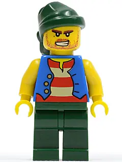 PI115:  Pirate Blue Vest, Dark Green Legs, Dark Green Bandana, Bared Teeth (Tic Tac Toe)