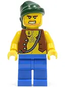 Minifigurka: PI129:  Pirate Vest and Anchor Tattoo, Blue Legs, Dark Green Bandana
