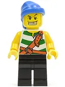 Minifigurka: PI131:  Pirate Green / White Stripes, Black Legs, Blue Bandana, White Teeth with Gold Tooth