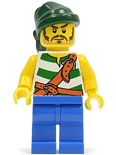 PI132:  Pirate Green / White Stripes, Blue Legs, Dark Green Bandana
