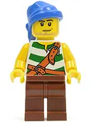 Minifigurka: PI133:  Pirate Green / White Stripes, Reddish Brown Legs, Blue Bandana