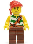 Minifigurka: PI134:  Pirate Green / White Stripes, Reddish Brown Legs, Red Bandana