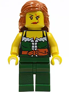 PI143:  Pirate Female, Dark Green Legs, Scar over Left Eye