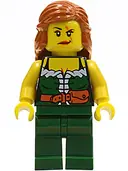 Minifigurka: PI143:  Pirate Female, Dark Green Legs, Scar over Left Eye