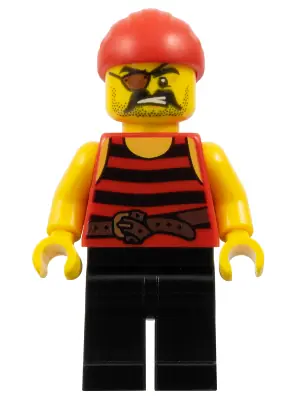 PI159:  Pirate 1 - Black and Red Stripes, Black Legs, Eye Patch
