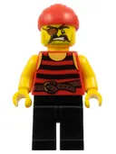 Minifigurka: PI159:  Pirate 1 - Black and Red Stripes, Black Legs, Eye Patch