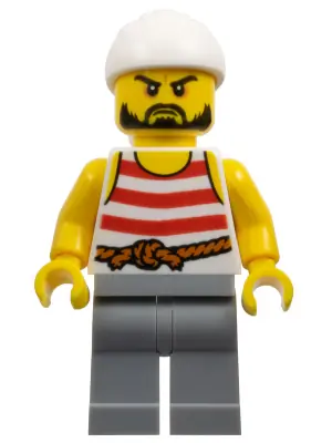 PI160:  Pirate 2 - Red and White Stripes, Light Bluish Gray Legs, Beard