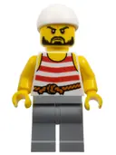 Minifigurka: PI160:  Pirate 2 - Red and White Stripes, Light Bluish Gray Legs, Beard