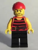 Minifigurka: PI167:  Pirate 6 - Black and Red Stripes, Black Legs, Scar