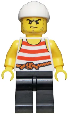 PI169:  Pirate 8 - Red and White Stripes, Black Legs, Scowl