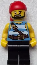 Minifigurka: PI178:  Pirate - Medium Blue and White Stripes, Black Legs