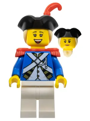 PI188:  Imperial Soldier IV - Officer, Female, Black Tricorne, Tan Hair, Red Epaulettes and Plume