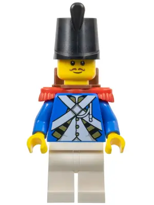 PI193:  Imperial Soldier IV - Male, Black Shako Hat, Red Epaulettes, Reddish Brown Moustache, Backpack
