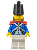 Minifigurka: PI193:  Imperial Soldier IV - Male, Black Shako Hat, Red Epaulettes, Reddish Brown Moustache, Backpack
