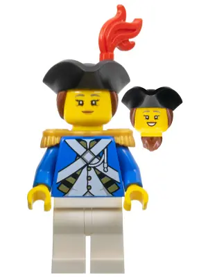 PI194:  Imperial Soldier IV - Officer, Female, Black Tricorne, Reddish Brown Hair, Red Plume, Pearl Gold Epaulettes