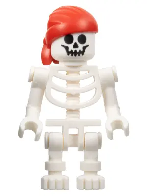PI195:  Skeleton - Standard Skull, Bent Arms Vertical Grip, Red Bandana with Double Tail in Back