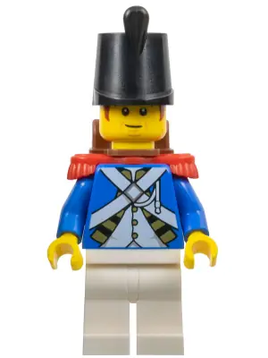 PI196:  Imperial Soldier IV - Male, Reddish Brown Sideburns, Black Shako Hat, Red Epaulettes, Backpack