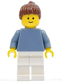 PLN161:  Plain Sand Blue Torso with Sand Blue Arms, White Legs, Reddish Brown Hair with Ponytail