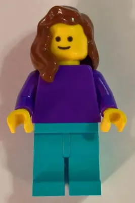 PLN184:  Plain Dark Purple Torso with Dark Purple Arms, Medium Azure Legs, Reddish Brown Female Hair over Shoulder