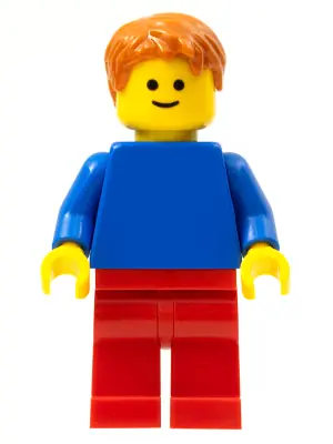 PLN186:  Plain Blue Torso with Blue Arms, Red Legs, Dark Orange Hair