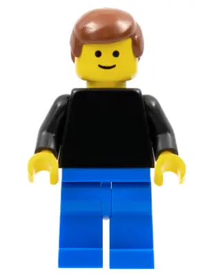 PLN188:  Plain Black Torso with Black Arms, Blue Legs, Reddish Brown Male Hair
