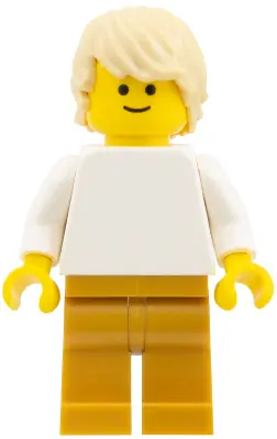 PLN189:  Plain White Torso with White Arms, Pearl Gold Legs, Tan Tousled Hair