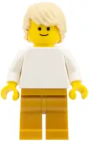 Minifigurka: PLN189:  Plain White Torso with White Arms, Pearl Gold Legs, Tan Tousled Hair