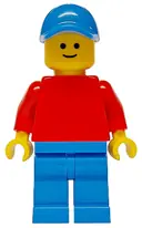 Minifigurka: PLN196:  Plain Red Torso with Red Arms, Blue Legs, Blue Cap