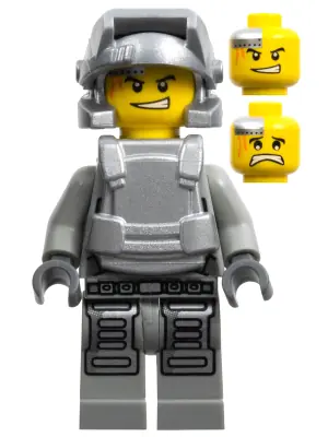 PM026:  Power Miner - Engineer, Light Bluish Gray Outfit, Metallic Silver Armor and Helmet