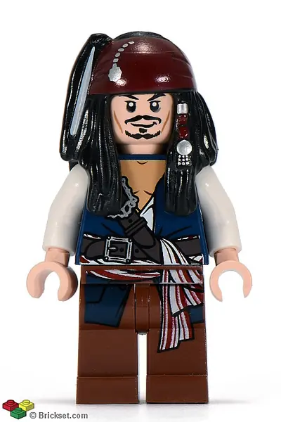 POC001:  Captain Jack Sparrow - White Shirt, Dark Blue Plain Vest, Bandana