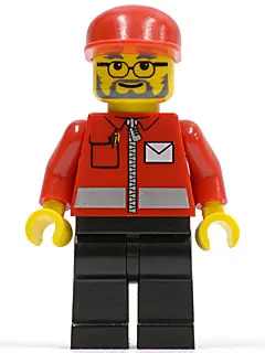 POST006:  Post Office White Envelope and Stripe, Black Legs, Red Cap, Beard and Glasses