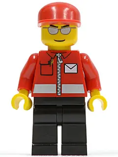 POST007:  Post Office White Envelope and Stripe, Black Legs, Red Cap, Silver Sunglasses