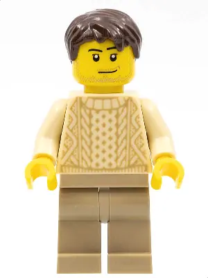 SC062:  Race Visitor - Male, Tan Knit Sweater, Dark Tan Legs, Dark Brown Short Tousled Hair, Stubble