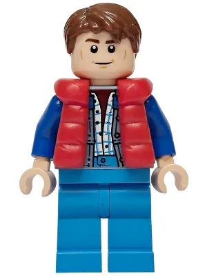 SC138:  Marty McFly - Red Puffer Vest over Sand Blue Jacket, Blue Arms