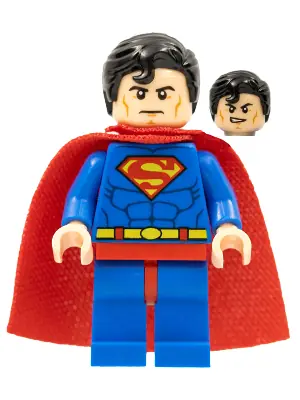 SH0003A:  Superman - Blue Suit, Spongy Cape, Hair with Front Curl, Frown / Lopsided Grin