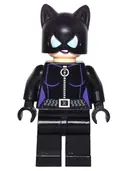 Minifigurka: SH0006:  Catwoman - Black Suit with Dark Purple Trim, Dark Purple Lips