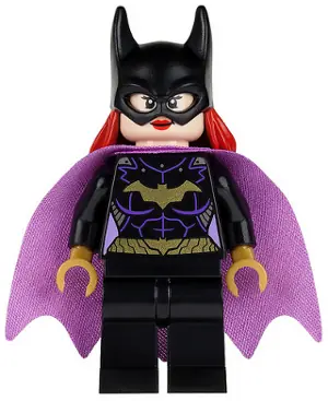 SH0092:  Batgirl - Minifigure, Black Suit, Lavender Cape