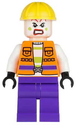 SH0093:  Joker's Goon - Construction Outfit, Orange Jacket, Yellow Helmet, Purple Legs