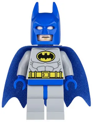 SH0111:  Batman - Light Bluish Gray Suit with Yellow Belt and Crest, Blue Mask and Cape