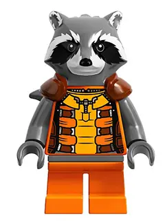 SH0122:  Rocket Raccoon - Orange and Reddish Brown Outfit, Dark Bluish Gray Head
