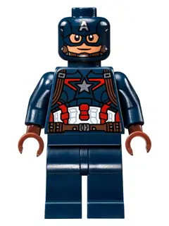 SH0177:  Captain America - Dark Blue Suit with Reddish Brown Belt and Harness, Reddish Brown Hands, Mask