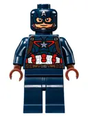 Minifigurka: SH0177:  Captain America - Dark Blue Suit with Reddish Brown Belt and Harness, Reddish Brown Hands, Mask