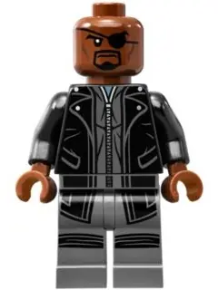 SH0185:  Nick Fury - Leather Trench Coat, Dark Bluish Gray Legs