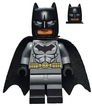 SH0204:  Batman - Dark Bluish Gray Suit, Gold Belt, Black Hands, Spongy Cape, Black Boots