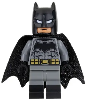SH0218:  Batman - Dark Bluish Gray Suit, Gold Belt, Black Hands, Spongy Cape, Large Bat Logo