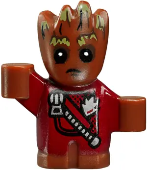 SH0381:  Groot - Baby, Reddish Brown with Dark Red Outfit
