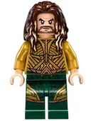 Minifigurka: SH0429:  Aquaman - Dark Brown Long Hair, Dark Green Legs