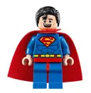 Minifigurka: SH0463:  Superman - Blue Suit, Spongy Cape, Hair with Front Curl, Open Mouth Smile / Sheepish Grin