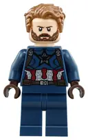 Minifigurka: SH0495:  Captain America - Dark Blue Suit with Dark Brown Belt and Harness, Dark Brown Hands, Hair