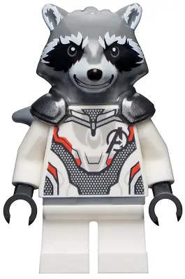 SH0569:  Rocket Raccoon - White Jumpsuit, Dark Bluish Gray Head